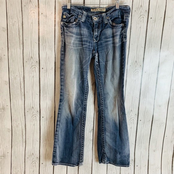 Womens Big Star Maddie Boot Cut Mid Rise Distressed Denim Blue Jeans Size 28s - Picture 1 of 8